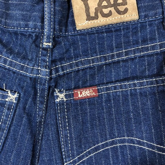 Vintage LEE Jr. Gathered Rider Striped Jeans Womens Size 9 Train Conductor - Picture 11 of 12